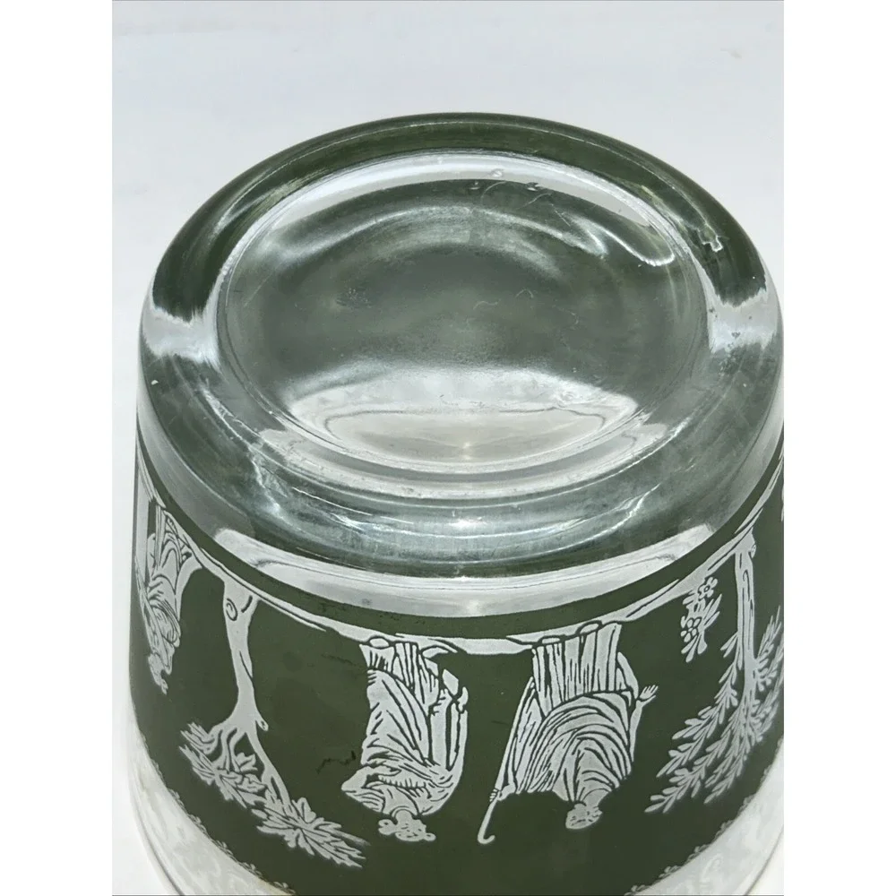 Vintage  Jeannette Wedgewood  Glass Green Grecian Hellenic. Ice Tub Bucket 5 3/4